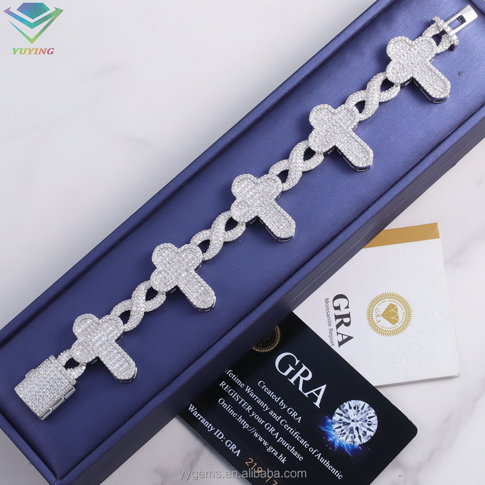 Baguette cross bracelet