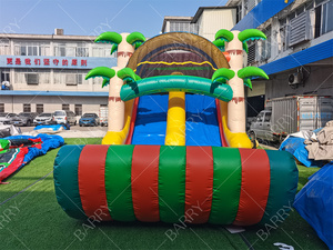 Vente flash : petit château gonflable jungle pour enfants, maison gonflable palmier, fête, saut, rebondissement et toboggan combinés, extérieur - Product Image 5