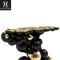 Table console de luxe légère en acier inoxydable de style italien, design en forme de bulle d'or noir pour la maison et le salon de la villa