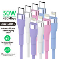 Câble de charge USB-C en silicone liquide de 0,25 m, vente en gros d'usine, pour téléphones mobiles et utilisation en voiture des séries iPhone 17/16
