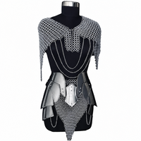 Chaîne de corps en métal argenté poli, style gilet halter en maille, pour femme, idéale pour les fêtes à la plage, les tenues de club et les tenues de rave