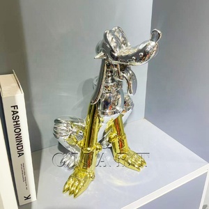รูปปั้นสุนัขการ์ตูนสีทอง ของตกแต่งบ้าน งานฝีมือเรซิ่น ของขวัญแต่งงาน ของขวัญวันวาเลนไทน์ ของตกแต่งบาร์ ของตกแต่งภายในบ้าน รูปปั้นพลูโต สำหรับงานศิลปะ - Product Image 4