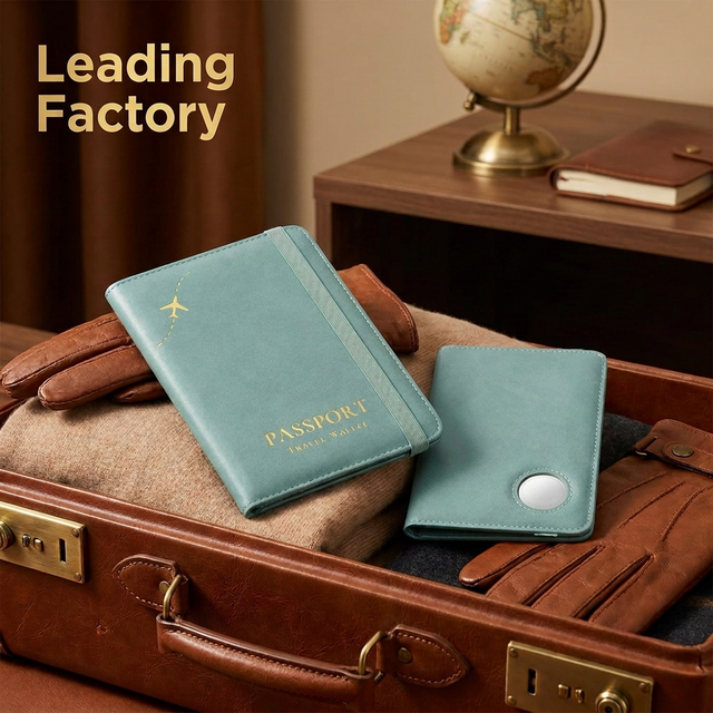 Factory Custom RFID Blocking PU Leather Smart Tracker Passport Holder Professional Anti-lost Travel Wallet for Global Business