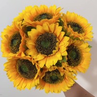 Tige unique de tournesol artificiel en soie pour la décoration de salon, de bureau, de vase et comme accessoire de photographie