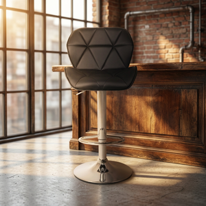 Chaise de bureau haute en cuir PU, tabouret de bar à levage hydraulique, avec repose-pieds rond chromé, pour salon, caisse ou espace de travail - Product Image 1