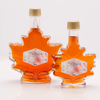 R 2024 baru botol sirup maple kosong botol kaca daun maple dengan pegangan untuk botol sirup maple kaleng sirup madu dengan tutup sekrup