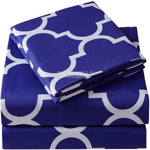 Bán Buôn Satin Sọc Khách Sạn Home 4 Piece 100% Sợi Nhỏ Được Trang Bị Tấm Ga Trải Giường In Bedsheet Bộ Đồ Giường 4 Cái - Product Image 6