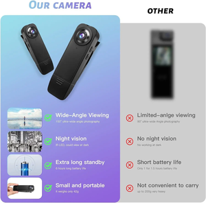 Cámara Deportiva HD 1080P Portátil, Pequeña, con Clip de Bolsillo, Grabación de <span class=keywords><strong>Video</strong></span> POV, Cámara Corporal, Cámara Personal Portátil con Visión Nocturna, Videocámara DV - Product Image 3