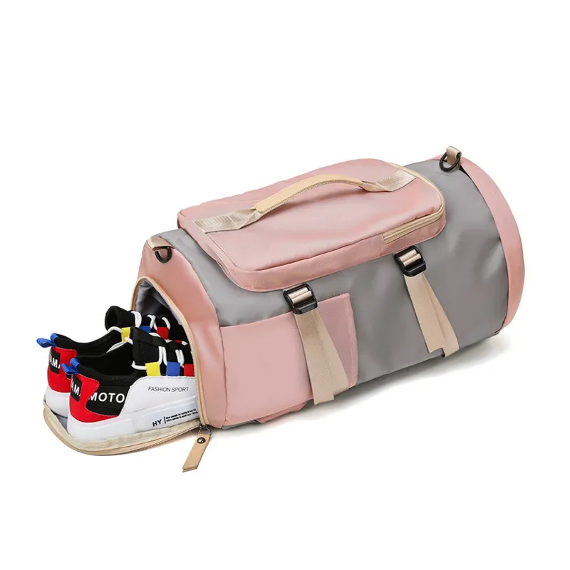 Spor sırt çantası hafta sonu pembe spor çanta spor spor seyahat özel Logo Unisex büyük kapasiteli 3 in 1 1pc/poly çanta + karton moda