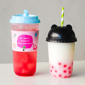 Custom Printing Clear/ Frosted 700ml PP Plastic Bear Boba U Cups Disposable PP Injection Milkshake Cups With <strong>Panda</strong> Ere Lids - Product Image 3