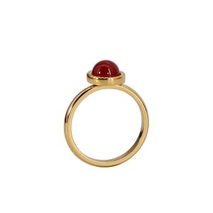 Anneaux de bijoux de mode en acier inoxydable plaqué or 18 carats, simples et délicats, avec pierre naturelle d'agate rouge - Product Image 1