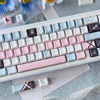 Ensemble de touches de clavier personnalisées en PBT avec sublimation par transfert thermique sur cinq faces, motif lune et étoile, bleu pastel rose, pour clavier mécanique, profil OEM