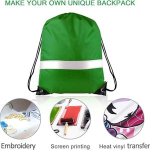 Custom Logo <b>Recycled</b> Polyester 210D Waterproof Student Sport <b>Backpack</b> with Rope Handle and Letter Pattern Drawstring Bag - Product Image 2