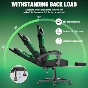 Chaises de jeu inclinables à verrouillage d'inclinaison, ergonomiques, réglables en hauteur, avec soutien lombaire, modernes et confortables pour le bureau et l'e-sport - Product Image 3