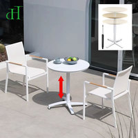 Table de café ronde blanche moderne à hauteur réglable avec vérin à gaz, plateau en métal, mobilier de salon