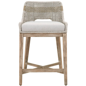 Tapestry Counter <b>Stool</b> -White Flat Rope, Natural Gray Mahogany, Pumice Fabric Durable High <b>Bar</b> <b>Stool</b> for Home <b>Bar</b> & Dining Room - Product Image 6