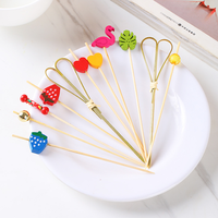 4.7 pouces 12cm nouveau style les plus populaires brochettes de coeur en bambou jetables écologiques Style coréen boucle brochette noeuds