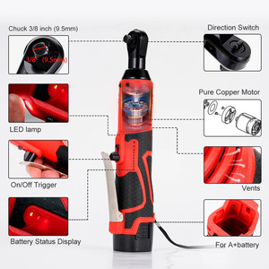 Chiave a Cricchetto Elettrica Senza Fili con Testa Quadrata da 3/8, Batteria al Litio Ricaricabile, Chiave Dinamometrica ad Angolo Retto di 90 Gradi, Utensile a Impatto - Product Image 2