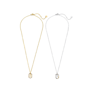 Collana con Ciondolo Lettera P in Oro e Argento, Acciaio Inossidabile, Minimalista, per Uso Quotidiano, Unisex, Catena a Serpente 45446 - Product Image 2