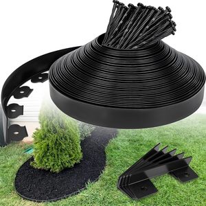 Borde Flexible y Duradero para Jardín, Borde de Plástico Negro para Césped, Decoración de Patio y Jardín Exterior - Product Image 1