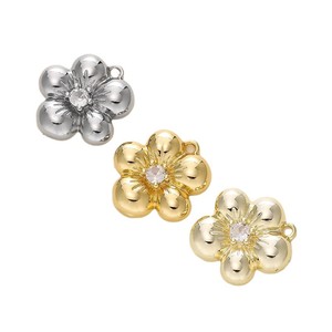 Five Petal Flower Pendant 18k Gold Plated <b>Copper</b> Crystal Center For <b>Bracelet</b> Making DIY Jewelry Accessories - Product Image 5