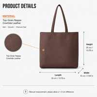 Sac fourre-tout Bellissima en cuir véritable importé pour femmes, fermeture ouverte, design portable, bandoulière longue carrée, fournisseur ODM OEM personnalisé