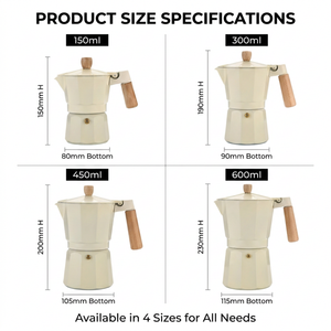 Kingze Classic 150ml 300ml Aluminio Moka Pot Portable Business Espresso <span class=keywords><strong>Cafetera</strong></span> para el hogar Oficina Estufa Mocha Maker - Product Image 5