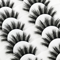 Lot de 7 paires de faux cils en vison synthétique, nouveau style, naturels, épais, avec extension de la queue d'œil