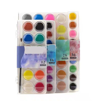 Bonvada – Kit de peinture aquarelle solide 12, 24, 36, 48 couleurs, 5 ml, portable, pratique, pour papier et toile, non toxique, idéal pour le dessin DIY – Meilleures ventes