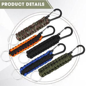 KongBo 4mm <strong>Paracord</strong> Keychain With Carabiner Manufacturer <strong>Charm</strong> Keychain 550lb &amp; 350lb Wholesale Supplies for Camping &amp; Hiking - Product Image 2