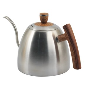 Bouilloire à café en acier inoxydable de qualité supérieure - 1L, pour café filtre, avec poignée ergonomique en bois - Product Image 6