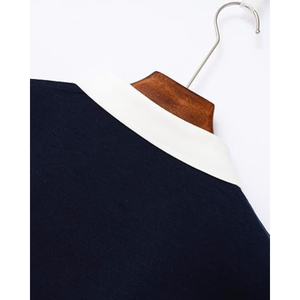 Men's Long Sleeve <b>Polo</b> <b>Shirt</b> <b>Navy</b> <b>Blue</b> Solid Color Knitted Casual With Pocket Design Anti-Wrinkle - Product Image 3