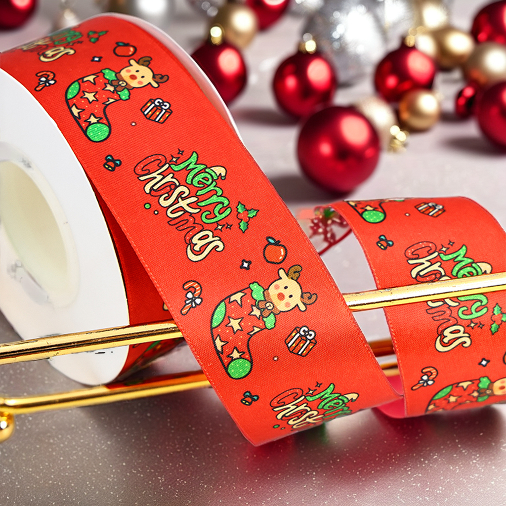 Elegant Christmas Ribbon for Bakery, Floral & Gift Wrapping - Custom Logo, Width, Material & Craft, Low MOQ Factory Supply