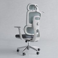 Chaise de bureau ergonomique de direction LYSUN confortable avec appui-tête 3D réglable, dossier en maille et pieds chromés