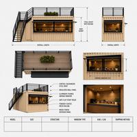 Restaurant Barbecue Modulaire Mobile en Conteneur 20ft 40ft Structure en Acier Galvanisé Durable Zone de Repas sur le Toit Maison de Luxe