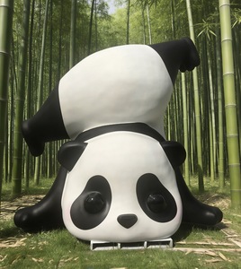 Sculpture de panda amusante en fibre de verre, grande taille, best-seller, populaire, pour la décoration - Product Image 1