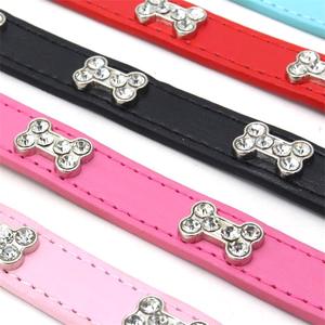 高級漫画ゴールド蝶ネクタイPUペットカラー6本ダイヤモンド骨デザイン絶妙なラインストーン環境に優しい犬の鎖-卸売大型 - Product Image 3