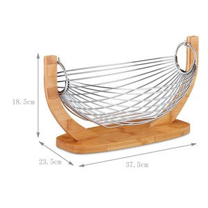Panier de rangement en bambou pour fruits et collations, panier en fil métallique, organisateur de comptoir pour légumes, panier de rangement - Product Image 2