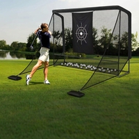 Enceinte de simulateur de golf pour entraînement 10x7ft en acier thermolaqué avec filet anti-déchirure, retour automatique de balles, barrières latérales silencieuses et poignée de transport