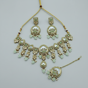 Ensemble de bijoux fins plaqués or vert menthe Jewelemarket avec pierres en cristal et perles 11151660MG Collier - Product Image 2
