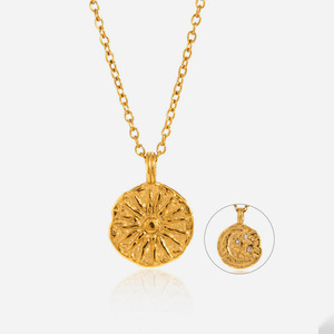 Collier pendentif soleil fleur pour femme, couleur or, bijoux à porter au quotidien, design géométrique, origine Yiwu - Product Image 1