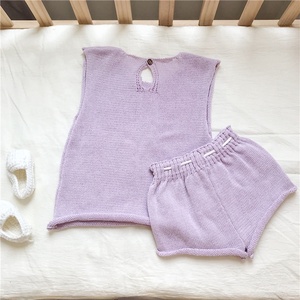 Conjuntos de Suéter sin Mangas y Pantalones <span class=keywords><strong>para</strong></span> Bebés Recién Nacidos, Personalizados OEM, 2 Piezas, Ropa de Bebé, Tops de Algodón Tejido <span class=keywords><strong>para</strong></span> Niños y Niñas - Product Image 2