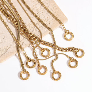 Round Carabiner Lock Necklace | 18K PVD Gold Plated Stainless Steel <b>Chain</b> for DIY Jewelry Making | Waterproof, Hypoallergenic - Product Image 2