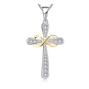 S925 argento non sbiadito croce collana per le donne di vendita calda moda retrò placcato oro catena di clavicola all'ingrosso - Product Image 2