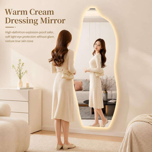 <span class=keywords><strong>Miroir</strong></span> mural décoratif personnalisé sans cadre, <span class=keywords><strong>miroir</strong></span> <span class=keywords><strong>de</strong></span> sol LED ondulé <span class=keywords><strong>pour</strong></span> dressing, <span class=keywords><strong>miroir</strong></span> LED pleine longueur irrégulier et ondulé avec éclairage LED - Product Image 5