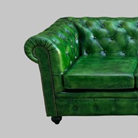 Konvertierbares Traditionelles Chesterfield-Sofa 3-Sitzer Echtes Leder Tief Gesteppt Luxuriöse Wohnzimmermöbel für Lagernutzung