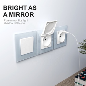 EU Standard French <strong>Socket</strong> With Cover Waterproof Protection Electrical <strong>Socket</strong> 250V~ 16A With Glass Panel - Product Image 5