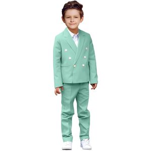 Champagne 2 pièces enfants costume ensemble formel Slim Fit garçons smoking Double boutonnage Blazer pantalon pour les mariages bals fêtes d'anniversaire - Product Image 6