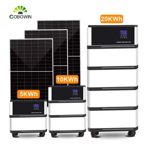 Batería recargable solar de litio de alto voltaje Lifepo4 Almacenamiento de energía IP65 para uso doméstico Apilable 5kwh 10kwh 15kwh 20kwh 100ah