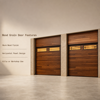 Porte de garage enroulable moderne en aluminium à grain de bois avec panneaux horizontaux pour projets de villas, usines et ateliers